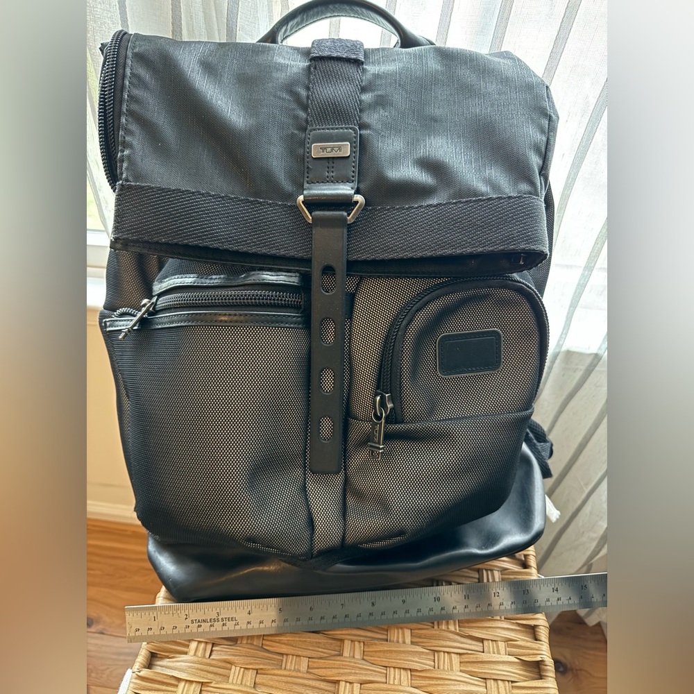 Tumi - Alpha Bravo, Charcoal Gray, Backpack, textured reflective fabric.